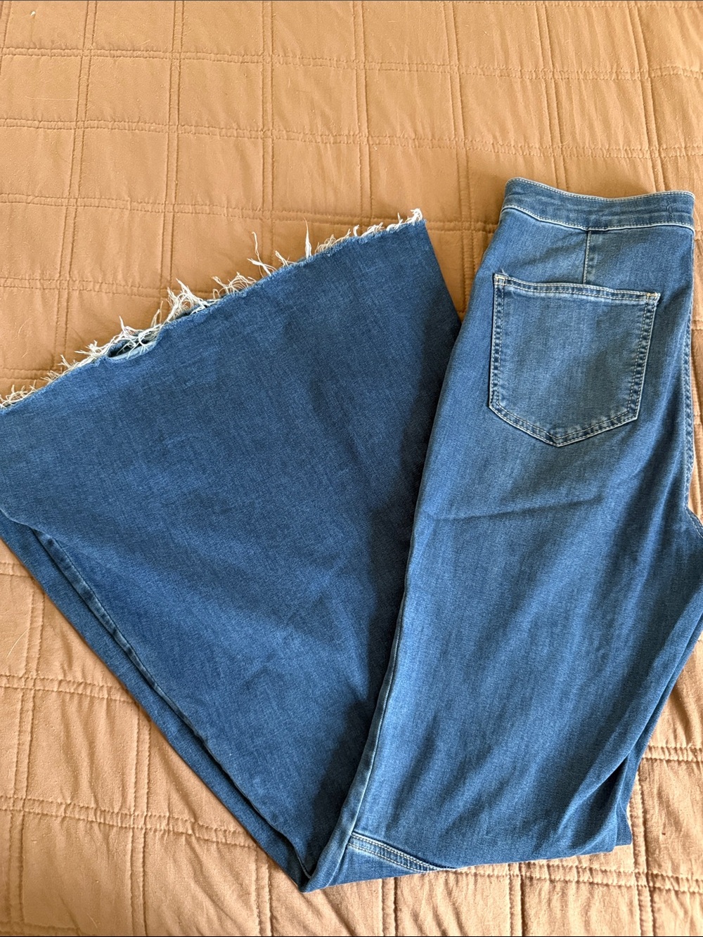 Free People Flare Leg Denim Jeans in Soft Blue